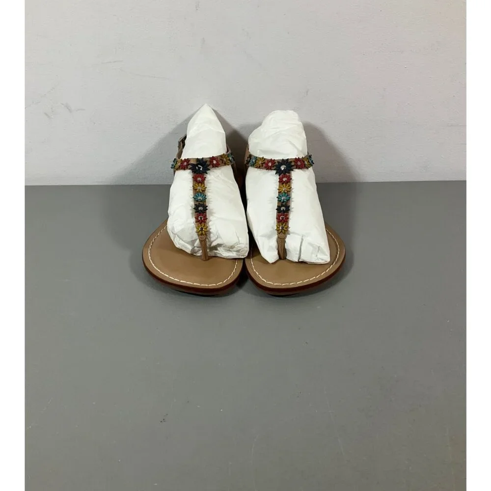 Bernardo Mirabeau Women's Leather Sandals - Brown, Size 9, Floral Embellishment - Picture 5 of 12